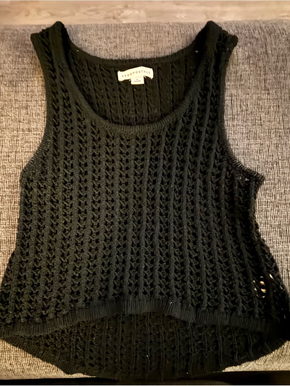 Aeropostale Black Open-Knit Tank Top